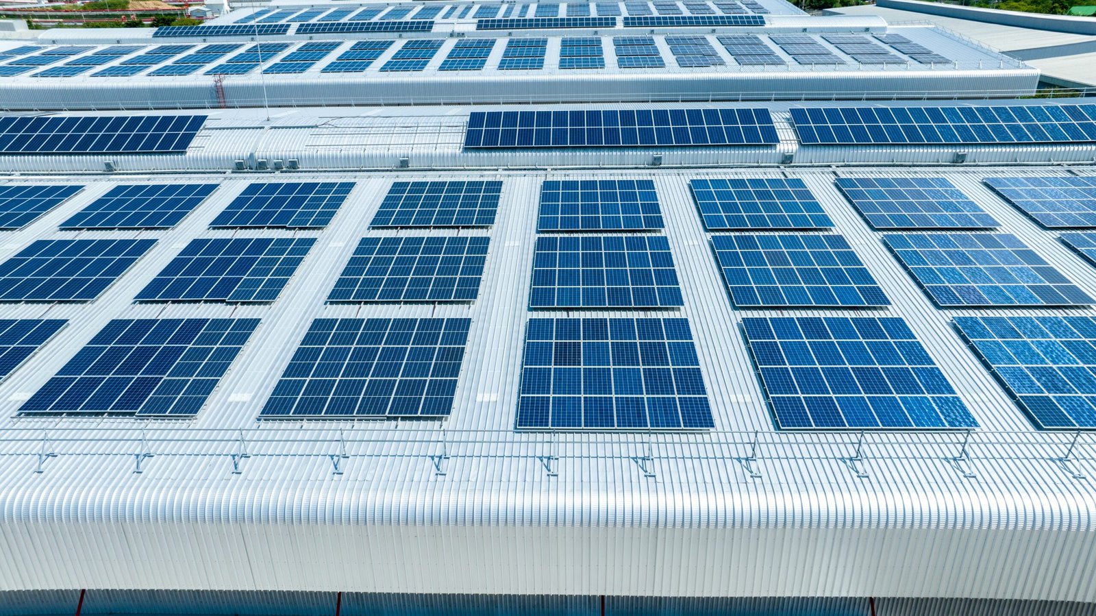 solar panels on roof of commercial building