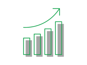 green and grey graph demonstrating strong roi