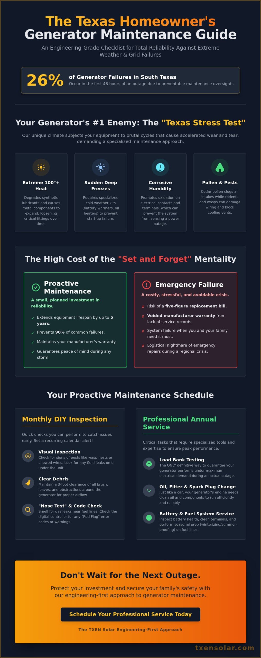 The Ultimate Generator Maintenance Checklist for San Antonio & Boerne Homeowners (2026)