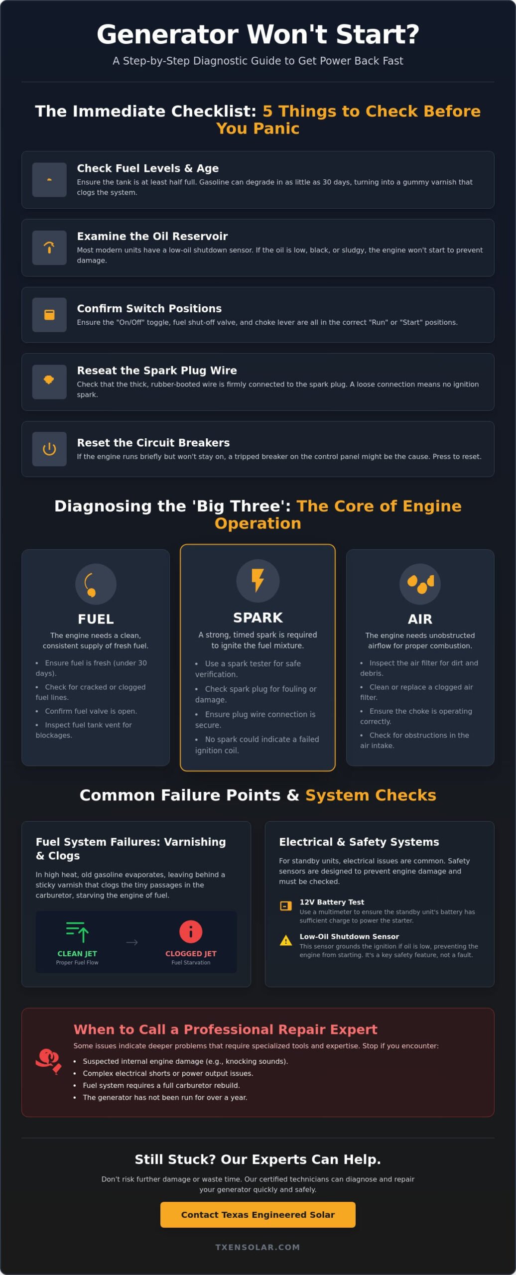 Troubleshooting a Generator That Won't Start: A Homeowner's Guide (2026)