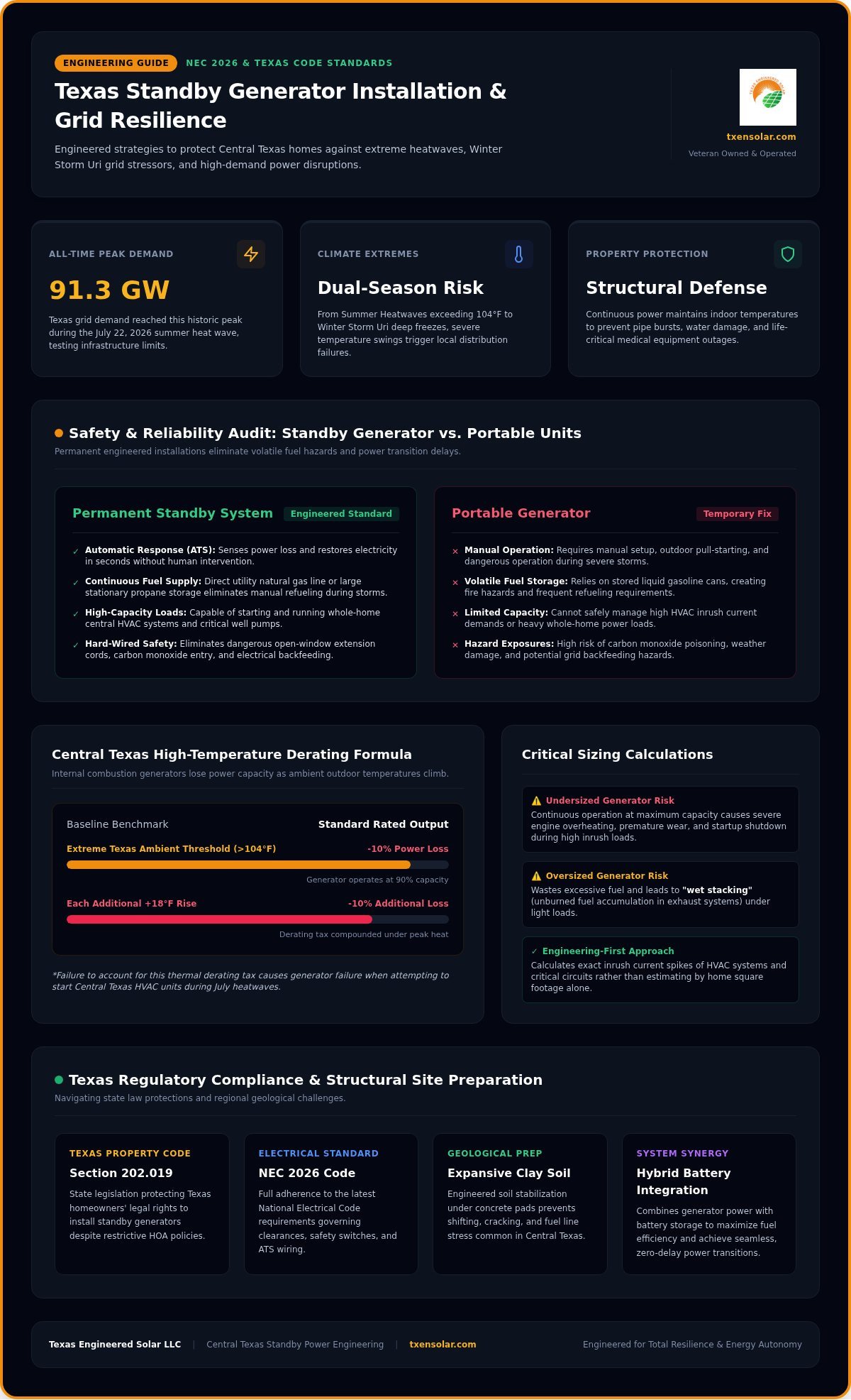 Standby Generator Installation in Texas: The 2026 Engineering-First Guide