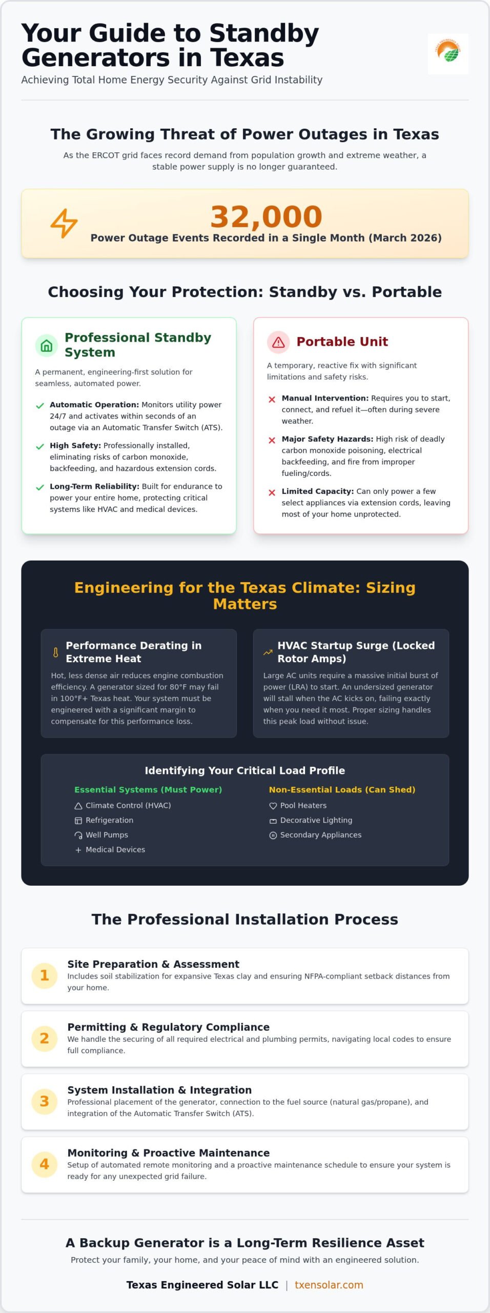 Standby Generator Installation in Texas: The 2026 Engineering-First Guide