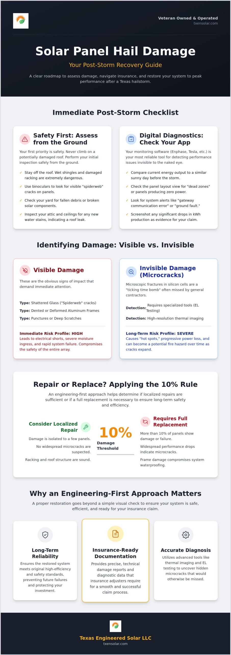 Hail Damaged Solar Panels: 2026 Texas Homeowner's Guide
